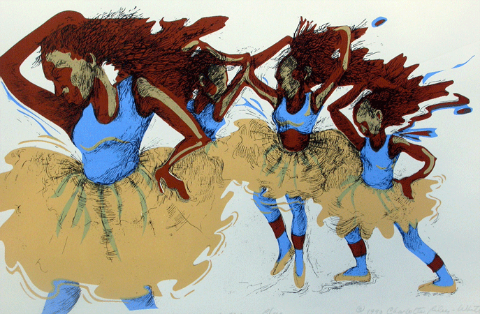 ballet in blue - a silkscreen print by charlotte riley-webb